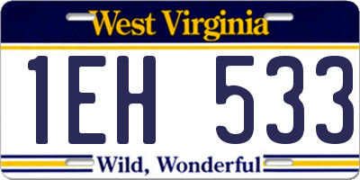 WV license plate 1EH533