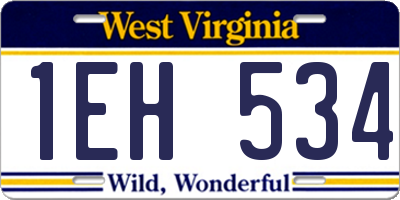 WV license plate 1EH534