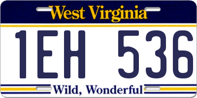 WV license plate 1EH536