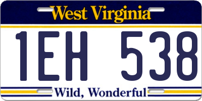WV license plate 1EH538