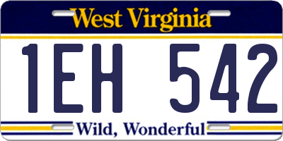 WV license plate 1EH542