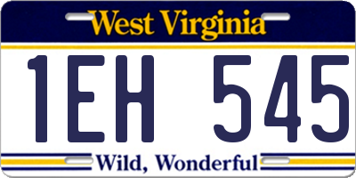WV license plate 1EH545
