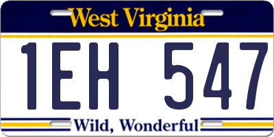 WV license plate 1EH547