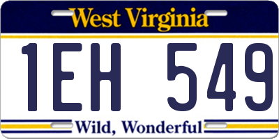 WV license plate 1EH549