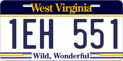 WV license plate 1EH551