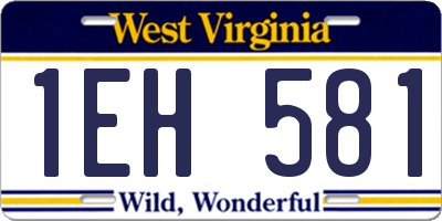 WV license plate 1EH581