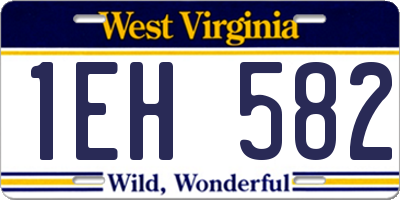 WV license plate 1EH582