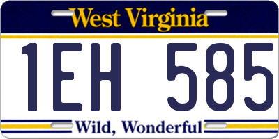 WV license plate 1EH585