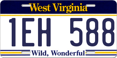 WV license plate 1EH588