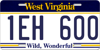 WV license plate 1EH600