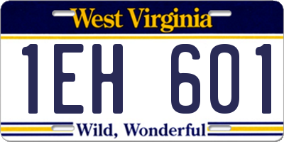 WV license plate 1EH601