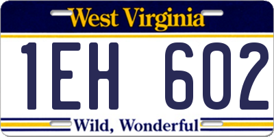 WV license plate 1EH602