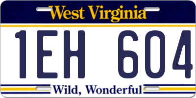 WV license plate 1EH604