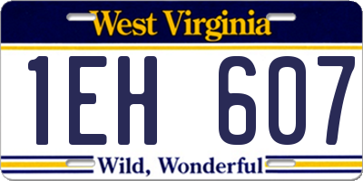 WV license plate 1EH607