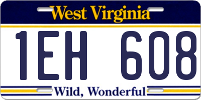 WV license plate 1EH608