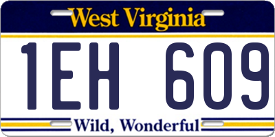 WV license plate 1EH609