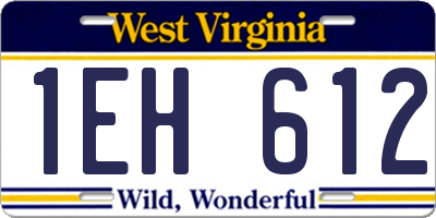 WV license plate 1EH612