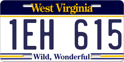 WV license plate 1EH615