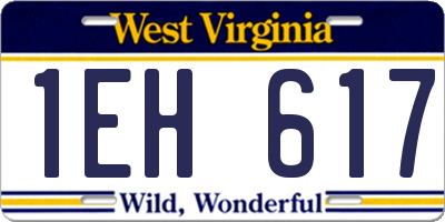 WV license plate 1EH617