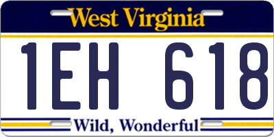 WV license plate 1EH618