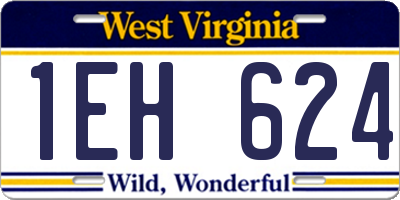 WV license plate 1EH624
