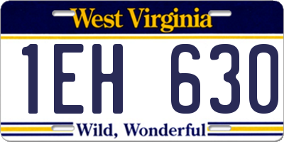 WV license plate 1EH630