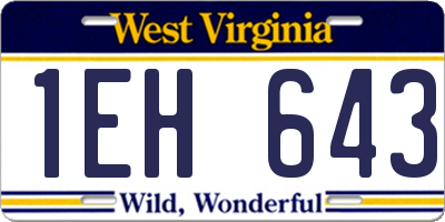 WV license plate 1EH643