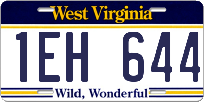WV license plate 1EH644