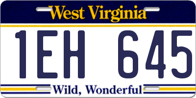 WV license plate 1EH645