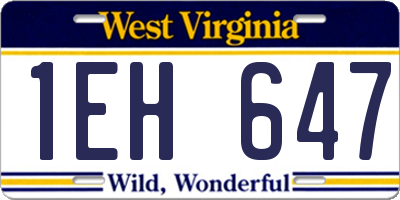 WV license plate 1EH647