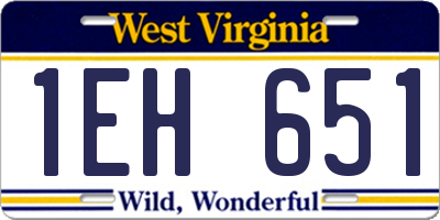 WV license plate 1EH651