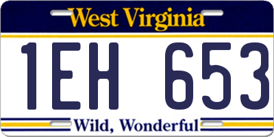 WV license plate 1EH653