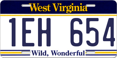 WV license plate 1EH654