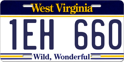 WV license plate 1EH660