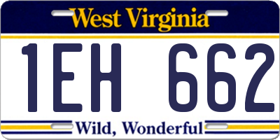 WV license plate 1EH662