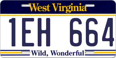 WV license plate 1EH664