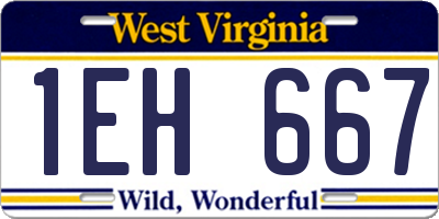 WV license plate 1EH667