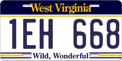 WV license plate 1EH668