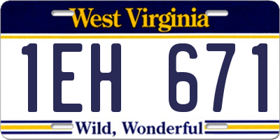 WV license plate 1EH671