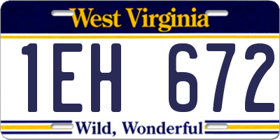 WV license plate 1EH672