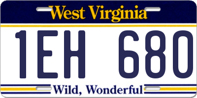 WV license plate 1EH680