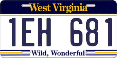 WV license plate 1EH681