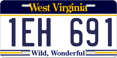 WV license plate 1EH691