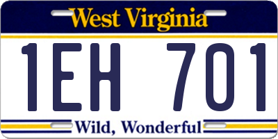 WV license plate 1EH701