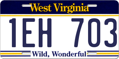 WV license plate 1EH703