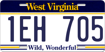 WV license plate 1EH705