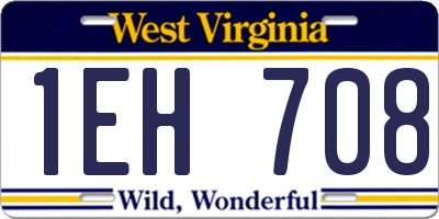 WV license plate 1EH708