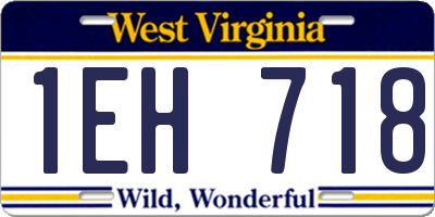 WV license plate 1EH718