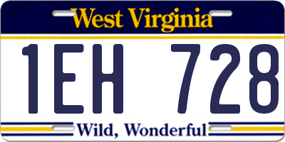 WV license plate 1EH728