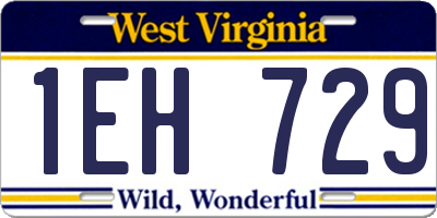 WV license plate 1EH729